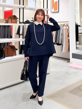 「アイテム（スラックス）」を使った、mikaxさん（レディース・158cm・40代）の冬コーディネート