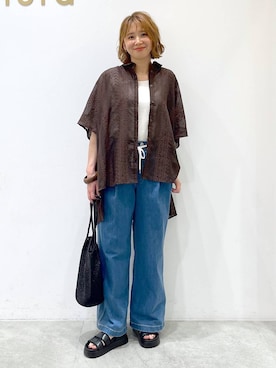 「Elura（エルーラ）のアイテム（サンダル）」を使った、mikaxさん（レディース・158cm）の夏コーディネート