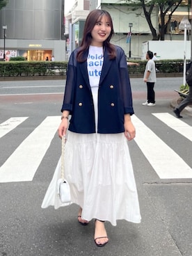 「La boutique BonBon（ラブティックボンボン）のアイテム（テーラードジャケット）」を使った、La boutique BonBonさん（レディース・157cm）の夏コーディネート