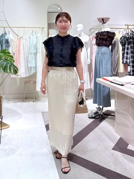 「フリルトップス」｜La boutique BonBonさん（レディース・158cm）の夏コーディネート