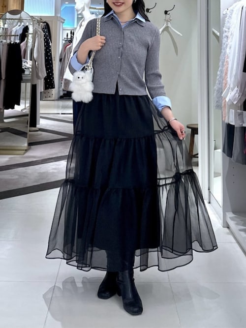 名品・3サイズ展開あり】シアーオーガンジーティアードスカート