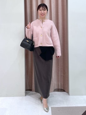 「アイテム（その他アウター、ピンク系）」を使った、La boutique BonBonさん（レディース・158cm）の秋コーディネート