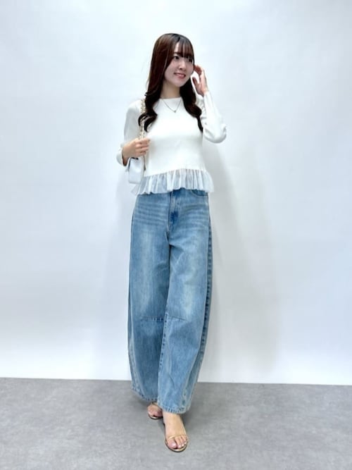 新品未使用ラブティクボンボン ワイドデニムパンツ セール】【人気アイテム再予約スタート！】ワイドデニム（デニム