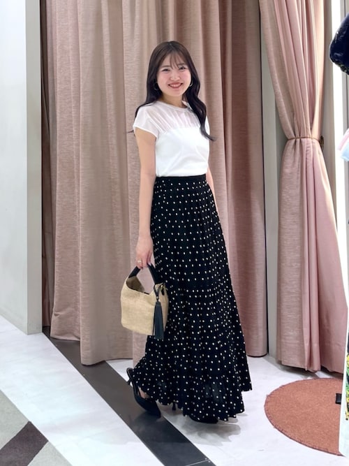 新品タグ付　ラブティックボンボン　さらっとした着心地ドット刺繍ティアードスカート セール】【さらっとした着心地】ドット刺繍ティアードスカート