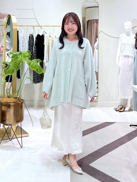 「アイテム（ノーカラーコート）」を使った、La boutique BonBonさん（レディース・157cm）の秋コーディネート