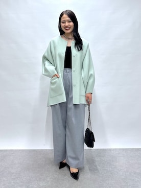 「アイテム（ノーカラーコート）」を使った、La boutique BonBonさん（レディース・165cm）の秋コーディネート