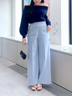 「La boutique BonBon（ラブティックボンボン）の【miki監修・新色登場】ドライオックスマリンパンツ（その他パンツ、ブルー系）」を使った、La boutique BonBonさん（レディース・157cm）の春コーディネート