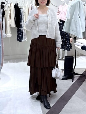 「アイテム（チューブトップ）」を使った、La boutique BonBonさん（レディース・158cm）の秋コーディネート