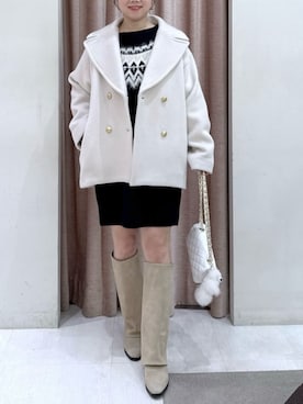 「アイテム（ピーコート）」を使った、La boutique BonBonさん（レディース・158cm）の冬コーディネート