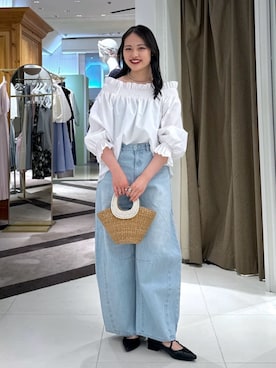 「アイテム（かごバッグ）」を使った、La boutique BonBonさん（骨格ナチュラル・レディース・165cm）の夏コーディネート