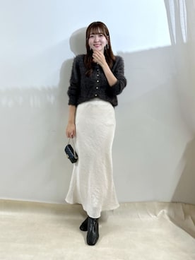 「La boutique BonBon（ラブティックボンボン）のきらきらサテンロングナロースカート（スカート）」を使った、La boutique BonBonさん（レディース・163cm）の夏コーディネート