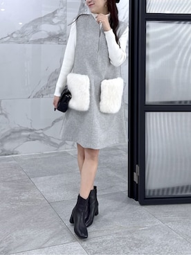 「アイテム（ジャンパースカート）」を使った、La boutique BonBonさん（レディース・158cm）の秋コーディネート