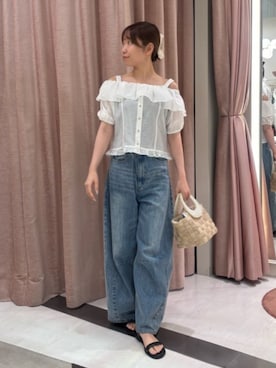 「フリルトップス」｜La boutique BonBonさん（レディース・157cm）の夏コーディネート