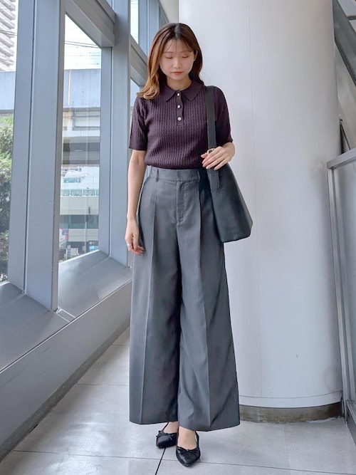 テンセルシャンブレータックワイドスラックス/通勤対応（その他パンツ