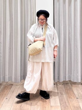 「撥水」｜「アイテム（ハンチング/ベレー帽）」を使った、nan3733さん（レディース・155cm）の夏コーディネート