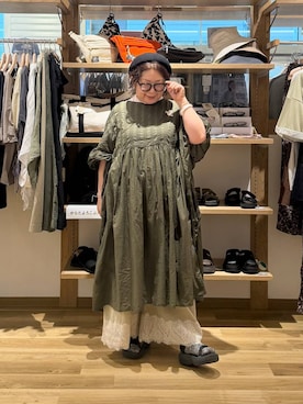 「アイテム（ワンピース/ドレス、グリーン系）」を使った、nan3733さん（レディース・155cm）の秋コーディネート