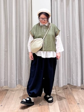 「撥水」｜「アイテム（ハンチング/ベレー帽）」を使った、nan3733さん（レディース・155cm）の夏コーディネート