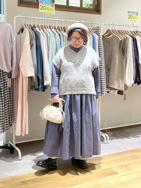 「studio CLIP（スタディオクリップ）のアイテム（帽子）」を使った、nan3733さん（レディース・155cm）の春コーディネート