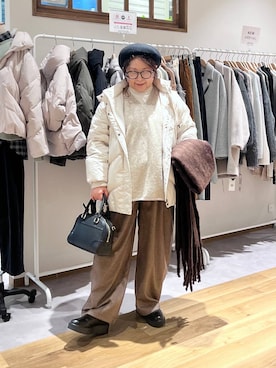 「アイテム（ハンチング/ベレー帽）」を使った、nan3733さん（レディース・155cm）の秋コーディネート