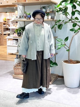 「ナチュラル」｜「アイテム（ノーカラーコート）」を使った、nan3733さん（レディース・155cm）の秋コーディネート