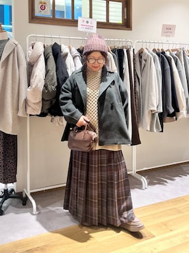 「アイテム（ピーコート）」を使った、nan3733さん（レディース・155cm）の冬コーディネート