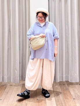 「撥水」｜「アイテム（ハンチング/ベレー帽）」を使った、nan3733さん（レディース・155cm）の夏コーディネート