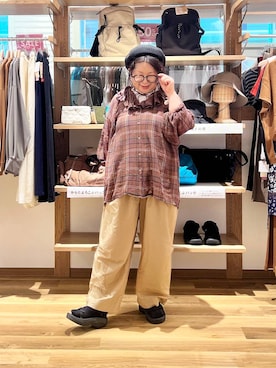 「アイテム（ハンチング/ベレー帽）」を使った、nan3733さん（レディース・155cm）の夏コーディネート
