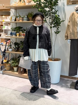 「アイテム（バレッタ/ヘアクリップ、ホワイト系）」を使った、nan3733さん（レディース・155cm）の秋コーディネート