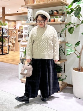 「リラックス」｜「アイテム（ハンチング/ベレー帽）」を使った、nan3733さん（レディース・155cm）の秋コーディネート