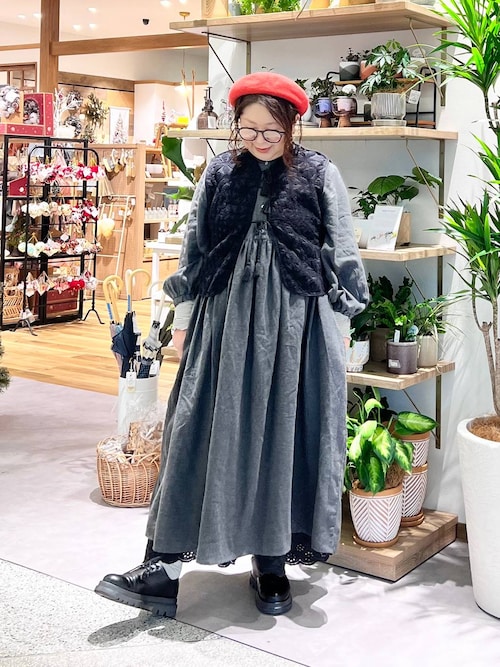 セール】コットンメランジギャザーワンピース（ワンピース）｜studio