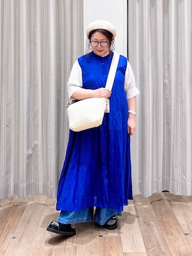 「クリップデニム_studio CLIP」｜「アイテム（ハンチング/ベレー帽）」を使った、nan3733さん（レディース・155cm）の夏コーディネート