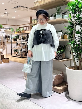 「クリップデニム_studio CLIP」｜「アイテム（ハンチング/ベレー帽）」を使った、nan3733さん（レディース・155cm）の冬コーディネート