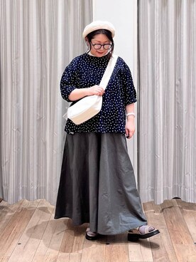 「撥水」｜「アイテム（ハンチング/ベレー帽）」を使った、nan3733さん（レディース・155cm）の夏コーディネート