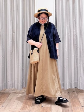 「アイテム（バングル/リストバンド、オレンジ系）」を使った、nan3733さん（レディース・155cm）の春コーディネート