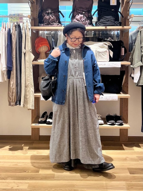 新品 ナチュラルByクリップ Eシャンブレーパフワンピース natural by clip》シャンブレーパフワンピース[プチサイズあり