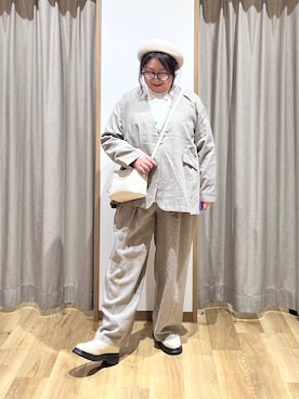 「studio CLIP（スタディオクリップ）のアイテム（ノーカラージャケット）」を使った、nan3733さん（レディース・155cm）の冬コーディネート