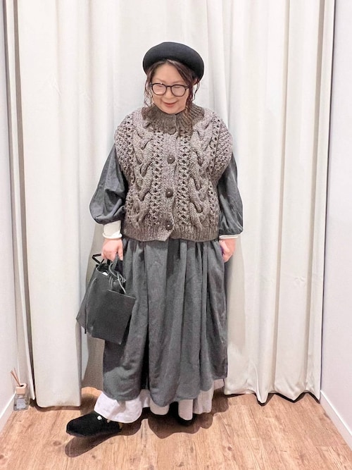 セール】コットンメランジギャザーワンピース（ワンピース）｜studio