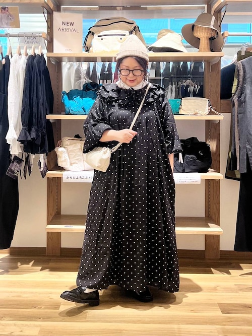 studio CLIP ワンピース 「natural by clip」LRドットフリル