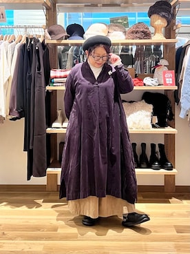 「アイテム（ハンチング/ベレー帽）」を使った、nan3733さん（レディース・155cm）の秋コーディネート