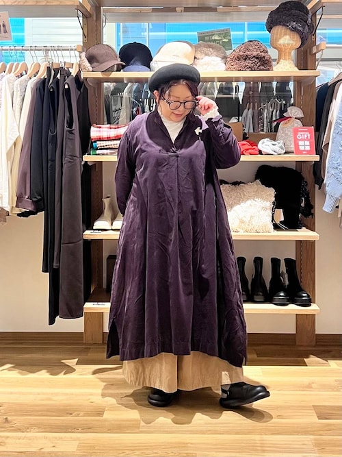 セール】《natural by clip》製品染めシャツコールワンピース