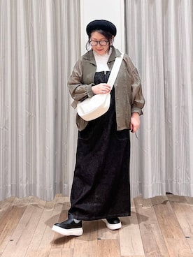 「デニムワンピース」｜「アイテム（ナイロンジャケット）」を使った、nan3733さん（レディース・155cm）の夏コーディネート