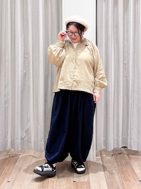 「撥水」｜「アイテム（ハンチング/ベレー帽）」を使った、nan3733さん（レディース・155cm）の夏コーディネート