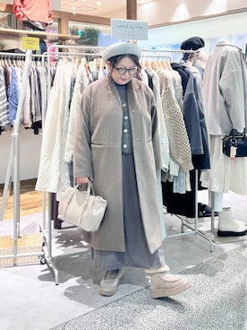 「アイテム（ノーカラーコート）」を使った、nan3733さん（レディース・155cm）の冬コーディネート