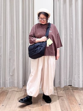 「撥水」｜「アイテム（ハンチング/ベレー帽）」を使った、nan3733さん（レディース・155cm）の夏コーディネート