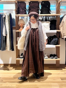 「キャミワンピース」｜「アイテム（帽子）」を使った、nan3733さん（レディース・155cm）の秋コーディネート