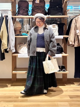 「アイテム（ブルゾン、グレー系）」を使った、nan3733さん（レディース・155cm）の秋コーディネート