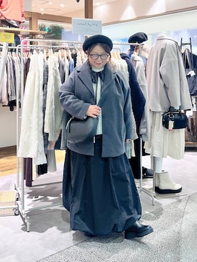 「アイテム（ハンチング/ベレー帽）」を使った、nan3733さん（レディース・155cm）の冬コーディネート