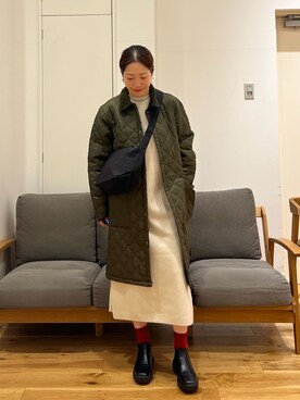 「barbour」｜「アイテム（その他アウター）」を使った、りょーこさん（レディース・163cm）の冬コーディネート