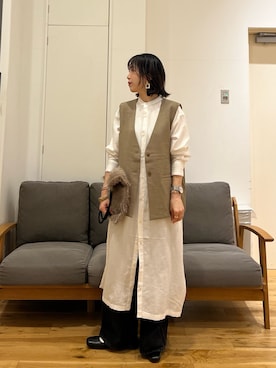 「アイテム（シャツワンピース）」を使った、りょーこさん（レディース・163cm）の夏コーディネート