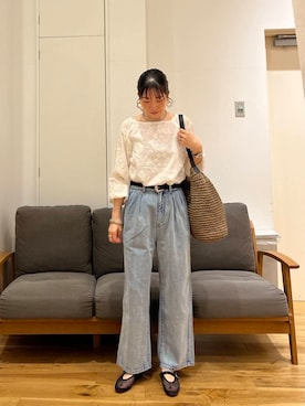 「アイテム（バレエシューズ）」を使った、りょーこさん（レディース・163cm）の夏コーディネート